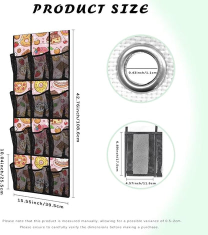 Desserts Door Hanging Shoe Organizer 12 Pockets Cookies Door Hanger Organizer for Bathroom Large Capacity Shoe Holder Hanger Pink Wall Hanging Storage