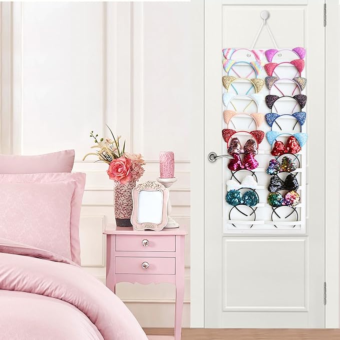 SMUK Hanging Headband Holder Organizer for Girls, Wall-mount Headband Storage Display for Women, Head Band Hair Accessories Organizer On Wall, Door, Wardrobe