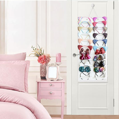 SMUK Hanging Headband Holder Organizer for Girls, Wall-mount Headband Storage Display for Women, Head Band Hair Accessories Organizer On Wall, Door, Wardrobe