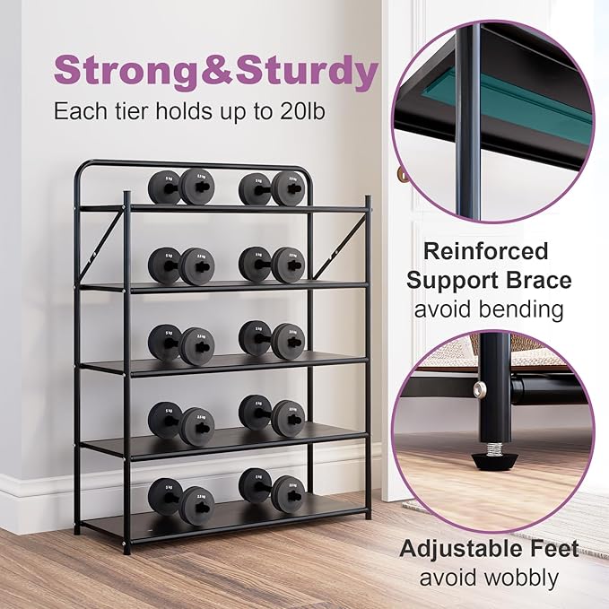 5 Tier No-Assembly Shoe Rack, Foldable Shoes Rack Organizer Without Installation, Portable Solid Metal Shoe Shelves for Closet, Entryway, Front Door Entrance