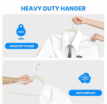 Simple Deluxe Velvet Hangers 30 Pack, Non-Slip Clothes Hangers with Shoulder Notches, 360° Swivel Hooks, Heavy Duty Coat Suit Hangers for Closet Space Saving, White