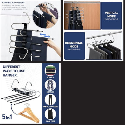 Generic Space Saving Pants Hanger- 2 Pack Closet Organizer: Jeans, Trousers, Scarves & Towels Non-Slip Hanger