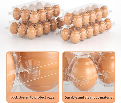 100 Pack Egg Cartons Cheap Bulk 12 Count Clear Plastic Egg Containers for Chicken Eggs, Reusable Egg Holder for Home Ranch Farm Commercial Market Display, Plastic Egg Packaging for Craft Projects