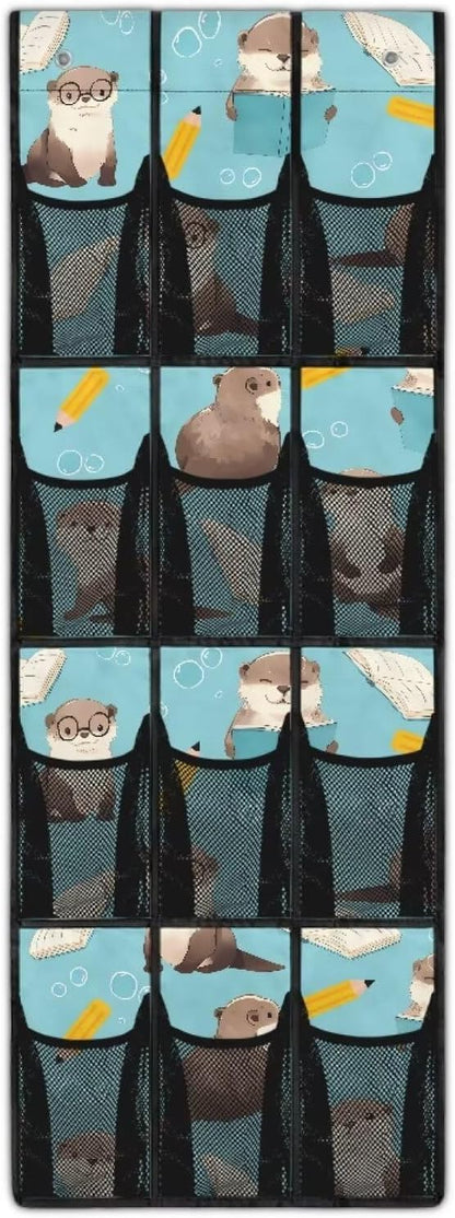 Otter Hanging Organizer for Cruise Ship Essentials,Mesh Pocket Over the Door Shoe Organizer Space Saving Large 12 Pockets Sturdy Quick Dry Mesh Organizer Hanging with 2 Holes