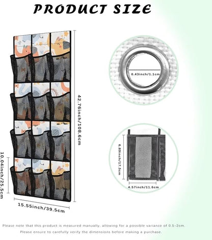 Elephant Shoe Organizer Over The Door,12 Large Mesh Pockets Hanging Storage Shoe Rack,Hanging Shoe Rack for Door Sneaker Hanger Boot Storage,Breathable Organizer Storage Bag