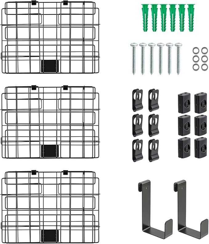 IRIS USA Over The Door Organizer 3-Pack with Metal Wire Baskets + 10-Pack Clear Flip Top Storage Bins, Stackable Containers with Lids for Pantry, Bathroom, Closet, Home & Kitchen