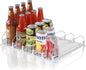 Drink Organizer for Mini Fridge (Fits Depth ≥ 12.2"), 12oz 16oz 20oz Soda Can Dispenser, Width Adjustable Automatic Pusher Glide, 12.2" D 5ROW Holds 20 Cans, White