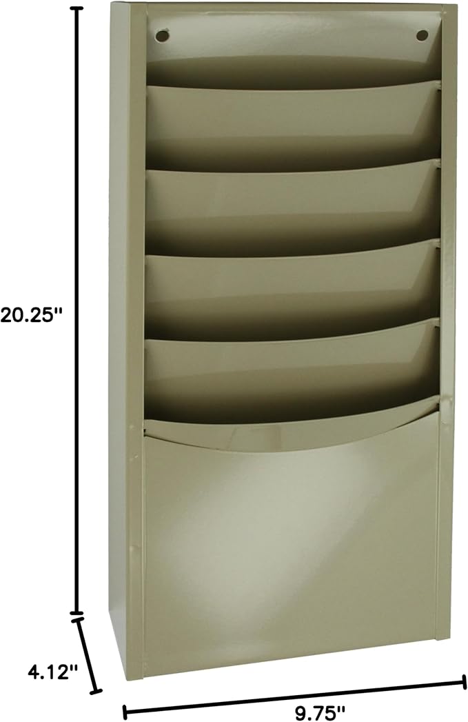 Durham 403-75 Tan Cold Rolled Steel 5 Contour Pocket Vertical Literature Rack, 9-3/4" Width x 20-1/4" Height x 4-1/8" Depth