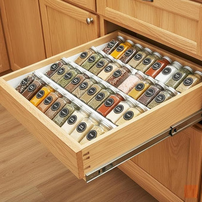 GOENDR Metal Spice Drawer Organizer, 4 Tier Spice Rack for Drawer, Expandable Seasoning Organizer For 11.4-22.8” Wide Drawer, Holds up to 48 Spice Jars (Not Included), White