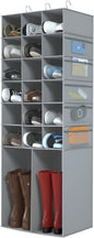 Hanging Shoe Rack for Closet,18+2 Sections Hanging Shoe Closet Organizers and Storage with 10 Side Mesh Pockets,Space-Saving Shoe Storage & Holder,Grey