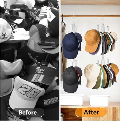 NANATI Hat Hangers for Closet, 1 Pack Stainless Steel Hat Organizer, Hat Racks for Baseball Caps, Cap Organizer for Baseball Caps, Silvery