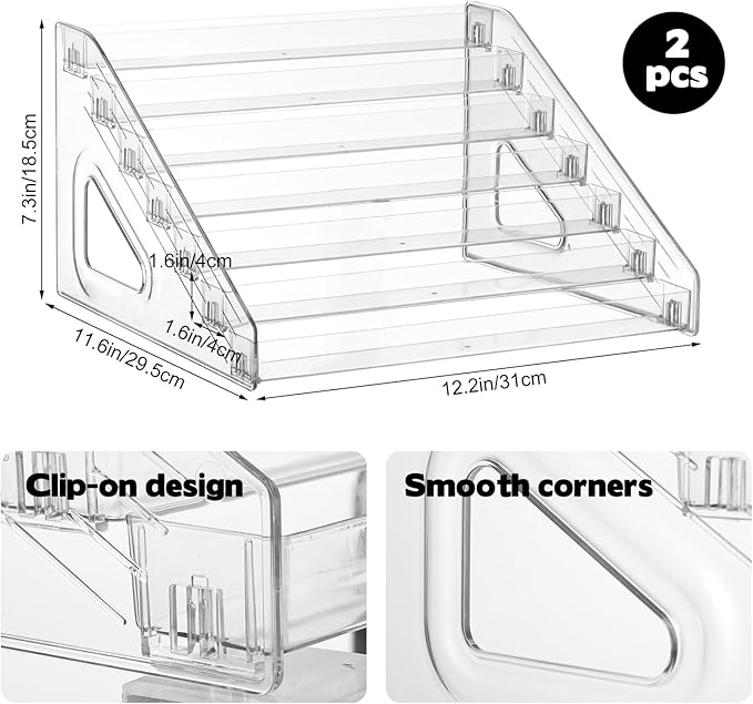 2 Pack 7 Tier Acrylic Card Display Stand, Versatile Display for Trading Cards,Greeting Card Display Stand,Portable Display Rack Holder for Graded Cards, PSA Cards,Sports, Business Cards