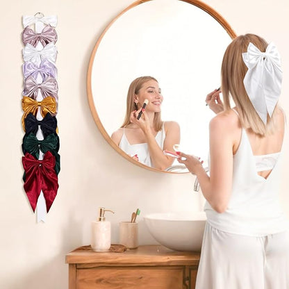 3 PCS Bow Holder for Girls Hair Bows, Ribbon Hair Clip Oraganizer Hair Barrettes Storage for Women,Wall Hanging Alligator Clip Hair Accessories Organizer Bedroom College Dorm Decor (White)