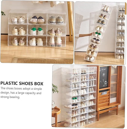 ABOOFAN 4pcs Stackable Shoe Storage Box Organizer Lids Shoe Boxes Lids for Storage Organizing