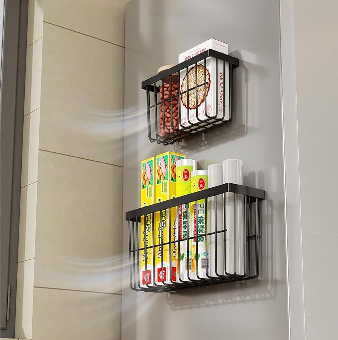 Kitchen Cabinet Door Storage Box, Self Adhesive Wall Mounted,Wardrobe/Bathroom/Refrigerator Small Items Organizer,Oil bottle/Seasoning storage (3 Piece)
