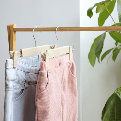 Pants Hangers with Clips Skirt Hangers for Women Plastic Clip Hanger for Pants Clothes Hanger (50pack, Khaki)
