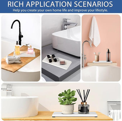 3PCS Water Absorbing Stone Tray, Fast Drying Stone Sink Tray, Stones Soap Trays, Water Absorbent Diatomite Trays, Diatomite Coasters for Kitchen Sink Bathroom Counter, Hand Soap Dish & Holders