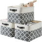 DECOMOMO Grey Storage Bins Fabric Storage Baskets for Shelves, Linen Closet Organization Toys Nursery (Grey Patterns, Large - 3 Pack)