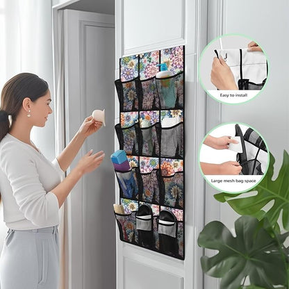 12 Large Mesh Pockets Over the Door Shoe Organizer Mandala Hanging Shoe Rack for Closet Breathable Shoe Hanger for Bedroom Bathroom