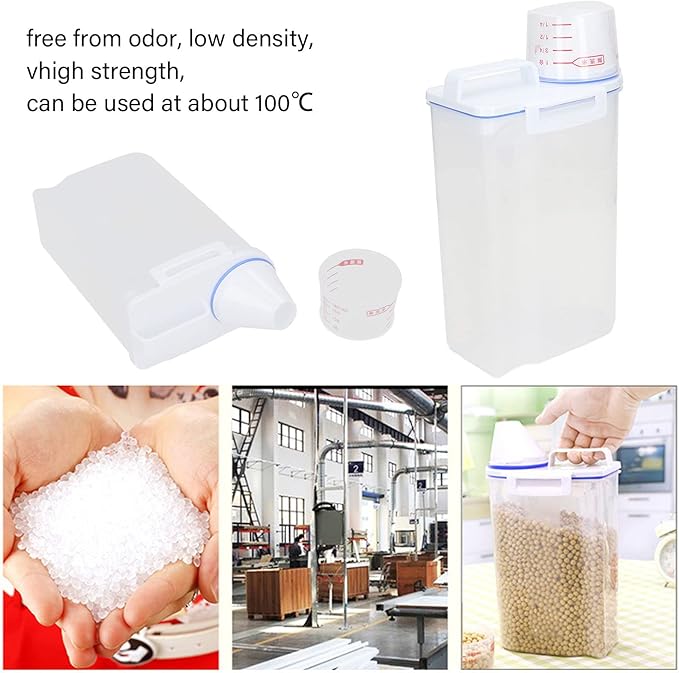 Milltrip Rice Storage Container, 2PCS Rice Storage Container 2.5L Plastic Rice Dispenser Bin with Pour Spout for Rice Beans Grains Small Dry Food