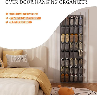 homyfort Over the Door Shoe Organizer, 40 Large Breathable Mesh Pocket,Space Saving Hanging Shoe Rack,Shoe Storage Holder for Entryway Bedroom Closet