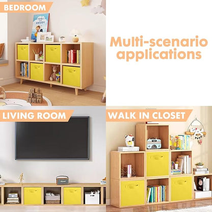 ShellKingdom Storage Bins, Foldable Fabric Storage Cubes And Cloth Storage Organizer Drawer For Closet And Toys Storage, 13 X 13 X 13 INCH, 6 Pack (Yellow)
