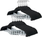 ManGotree Pants Hangers with Movable Clips, Non-Slip Velvet Skirt Hangers, Space-Saving Clothes Hangers for Pants, Skirts, Shirts, Coats, Dresses (32 Pack, Black)