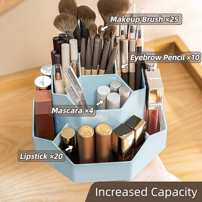 360° Rotating Makeup Brush Holder Organizer with 9 Slots, Makeup Organizers Countertop, Makeup organization and Skincare Storage for Vanity, Desktop, Bathroom (BLUE)