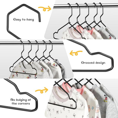 VWV Black Aluminum Hangers, 20 Pack Baby Hangers，12.6 Inch Children Baby Hanger, Sturdy Metal Children Clothes Hangers for Wardrobe, Space-Saving Toddler Hanger