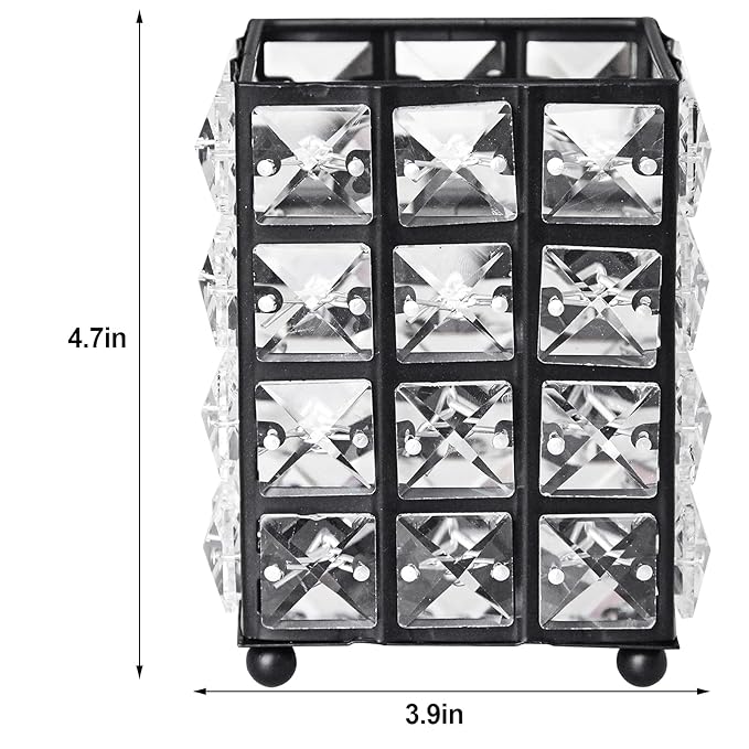 Miaowater Makeup Brush Holder Organizer Cosmetic Brushes Storage Eyeliners Eyebrow Pencil Container Cup (Square, Black)