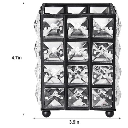 Miaowater Makeup Brush Holder Organizer Cosmetic Brushes Storage Eyeliners Eyebrow Pencil Container Cup (Square, Black)