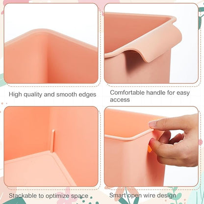 Mumufy 12 Pcs Book Bins for Easy Access Storage Basket Sturdy Book Storage Containers and Organization for Home Use, 11.2 x 5 x 5 Inch, 5 Colors