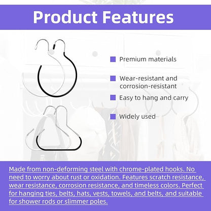 20 Pcs Scarf Ring Hangers (Black and white) Anti-Slip Wardrobe Storage Accessories for Ties Hat Hooks Scarves Belts Tank Tops