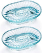MDLUU Glass Soap Dish, Embossed Bar Soap Holder, Decorative Soap Saver Tray, Vintage Bar Soap Dish for Shower, Bathtub, Bathroom Sink, Kitchen Sink, Pack of 2 (Blue)