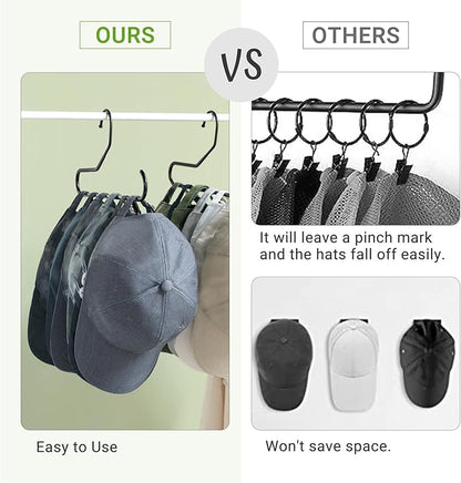 Mkono Hat Organizer for Baseball Caps Metal Hat Rack for Closet Set of 2 Hat Hangers Baseball Cap Holder Hat Storage Organizer Holds 20 Caps, Black