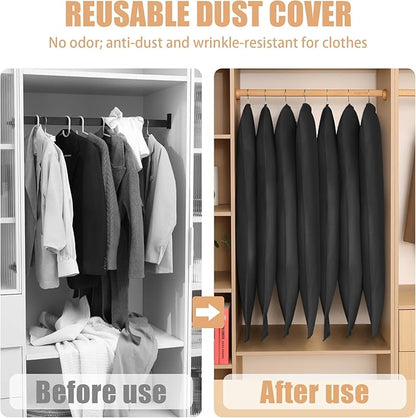 Kimmama Dress Bags for Gowns, Garment Bags for Hanging Clothes, Garment Protector Cover for Wedding Dress, Suit, Dance Costumes, Coat, PEVA, Black, 23.6" x 43.3"