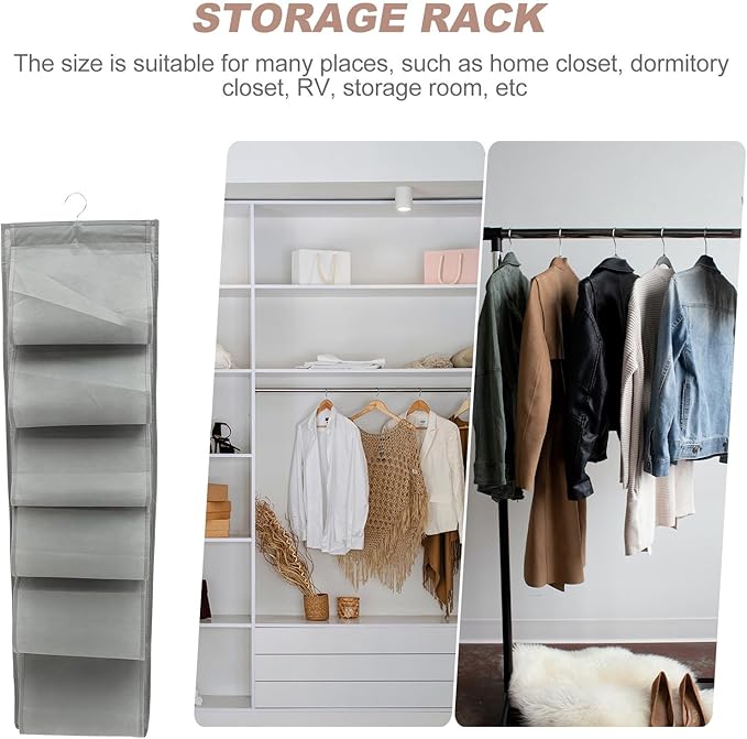 OSALADI Compartment Over The Door Hanging Shoe Storage Bag with Wardrobe Organizer for Socks Underwear Clothes Non-woven Hanging Storage for Bedroom Dormitory Wall Gray