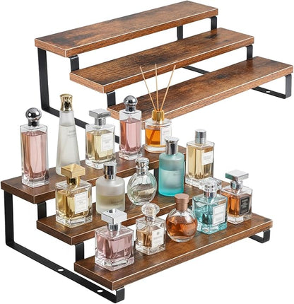2PCS 3-Tier Spice Rack, 13.8 Inch Wooden Spice Rack for Countertop, Kitchen Countertop Shelf Organizer Spices Shelfs Wooden Display Riser Stand Kitchen Counter Shelf for Spices Bottles, Seasonings