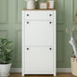 Modern Shoe Cabinet with 2 Flip Doors and 1 Storage Drawer Free-Standing Wooden Shoe Rack Shoe Storage Organizer for Entryway Hallway Small Space(White&Natural)