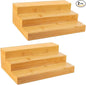 Bamboo Spice Rack for Cabinet, 3 Tier Spice Riser Shelf, 2 Pack Spices Stand for Pantry