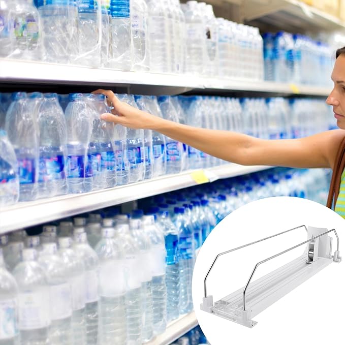 BESTOYARD Drink Pusher Supermarket Shelf Pusher Fridge Soda Can Holder Beverage Pusher Beer Can Storage Holder Drink Replenishment Pusher Drinks Cold Drink Abs Display Box White, 32.50X8.00X6.50CM
