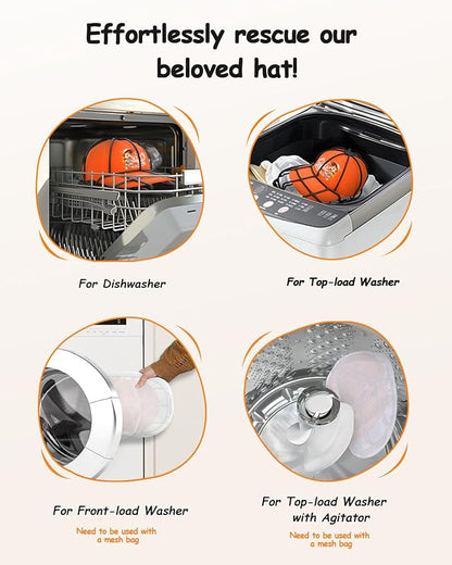 XQXA Hat Washer Cage - No Assembly Needed Hat Cleaner | Perfect Fit for Adult and Kids Hats | Ideal for Baseball Caps | Safe for Dishwasher and Washing Machine | Black, 3-Pack