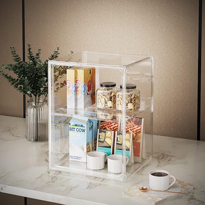 starogegc 2Pack Makeup Organizer Storage, Large Capactiy Acrylic Bathroom Organizer, Clear Cosmetics Organizer Bins with Division Board for Vanity, Skincare, Countertop Storage and Display Case
