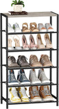 HOMEFORT 6 Tiers Shoe Rack Organizer,23" Shoe Storage Shelf for Closet, Shoe Rack for Entryway, Each Tier Fits 3 Pairs, Shoe Stand with Metal Shelves and MDF Top Board, Washed Gray