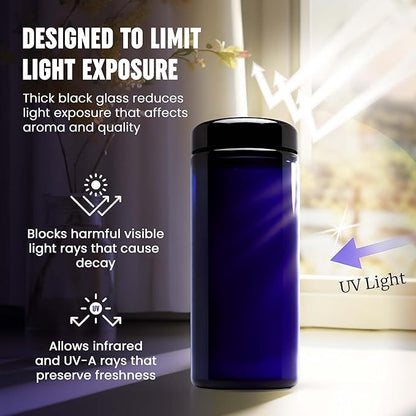 Infinity Jars, 1 L (12 oz) Airtight Coffee Canister Ultraviolet Glass Coffee Bean Storage Container Antistatic, Light Blocking Container for Coffee, Herbs, Tea & Spices Durable