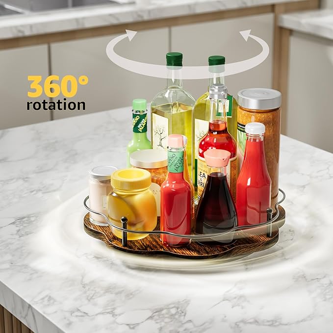 11.8″Lazy Susan Organizer for Cabinet,11.8 Inch Height Adjustable Spice Rack Turntable,Rotating Lazy Susan for Table Top,Kitchen Countertop,Dining Table (11.8Inch1 Tier)