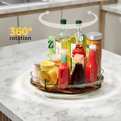 11.8″Lazy Susan Organizer for Cabinet,11.8 Inch Height Adjustable Spice Rack Turntable,Rotating Lazy Susan for Table Top,Kitchen Countertop,Dining Table (11.8Inch1 Tier)