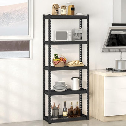 Goplus 5-Tier Metal Shelving Unit, 2 Pack Heavy Duty Wire Storage Rack with Anti-Slip Foot Pads, Height Adjustable Shelves for Warehouse, Kitchen, Living Room, Garage, 12" D x 27.5" W x 66" H