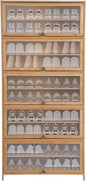 10 Tiers Shoe Storage Cabinet,Bamboo Shoes Shelf Organizer,Shoe Rack with Transparent Acrylic Cabinet Door,Free Standing Shoes Shelf for Entryway Bedroom,31.5 * 12.6in,Brown (Brown)