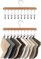 StorageWorks Hat Rack, Closet Organizer and Storage for Baseball Caps,Set of 2 with 10 Adjustable Stainless Steel Clips, Fits All Caps, Natural Wood Color